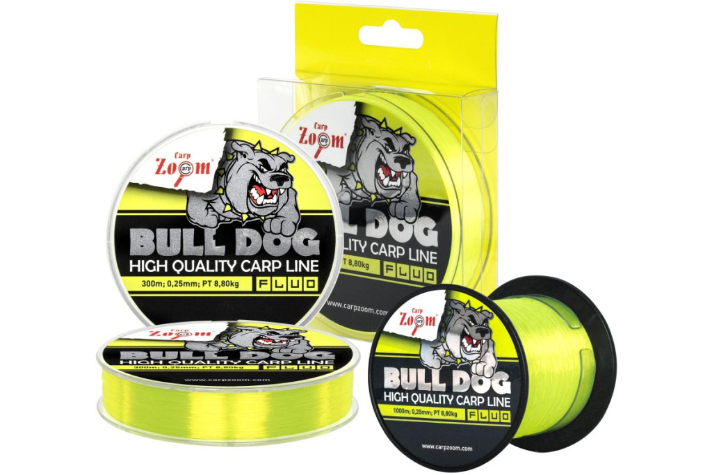 Carp Zoom Bull-Dog Fluo monofil pontyozó horgászzsinór, o 0,25 mm, 300 m, 8,8 kg, fluo zöld