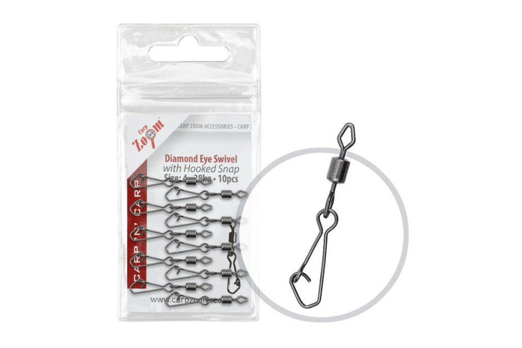 Diamond Eye Swivel with Hooked Snap, #4, 10pcs