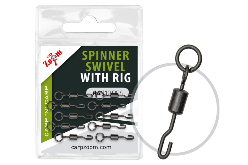 Carp Zoom Spinner Swivel with Rig, #4 10 pcs