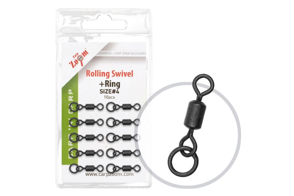 Rolling Swivel+Ring #7 (UK size 8), 10pcs, Matte Black